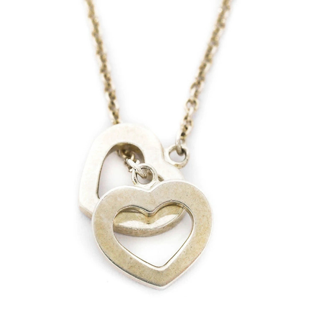 Tiffany Co Heart Motif Y Silver Necklace Silver